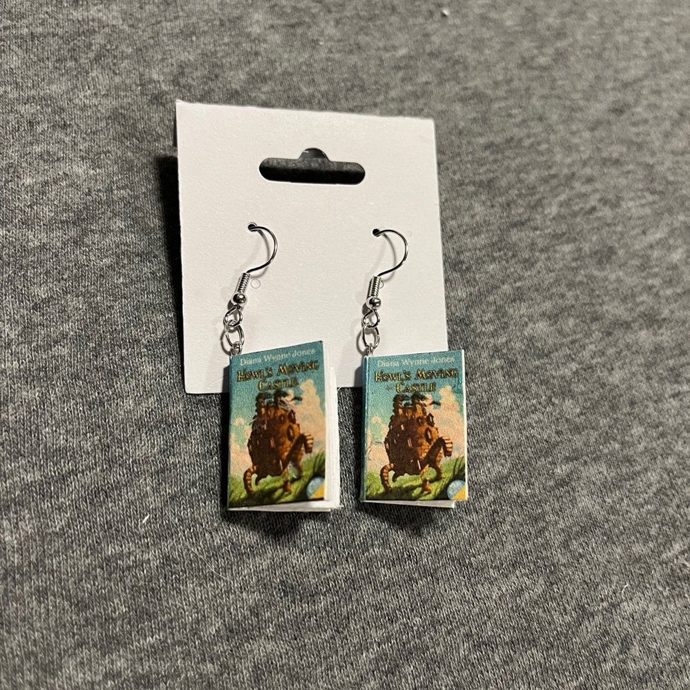 Howl’s moving castle mini book earrings
